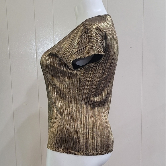 Elementz Gold Metallic Women's Blouse Sz M - Picture 5 of 9